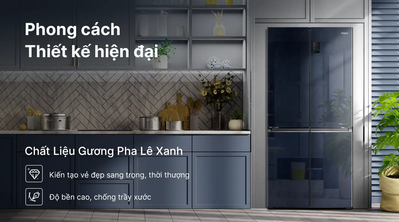 Tủ lạnh 4 cánh Aqua Inverter 516 lít AQR-M560XA(GL)